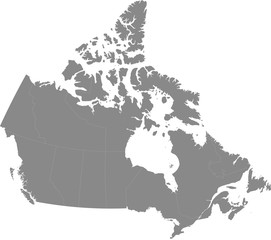 Map of Canada split into individual provinces