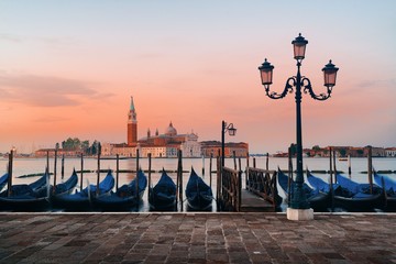 Gondola and San Giorgio Maggiore island sunrise © rabbit75_fot