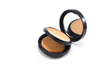 Make up powder on white background, Cosmetic concept