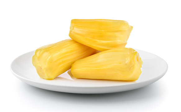 Jack Fruit In A Plate Isolated On A White Background