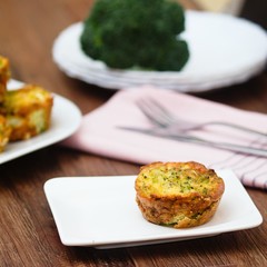 Broccoli savory cake set on white plate on a table