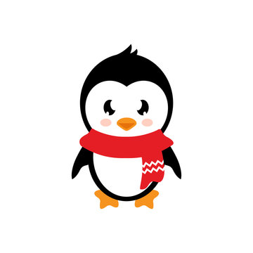 cartoon penguin with scarf