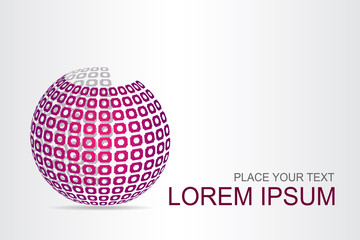 Logo stylized spherical surface with abstract shapes