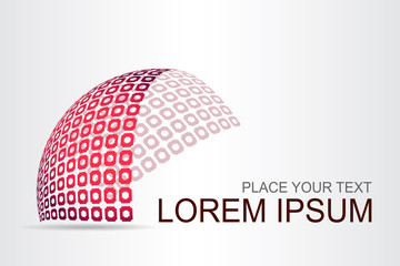 Logo stylized spherical surface with abstract shapes