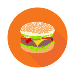 flat icon of American hamburger