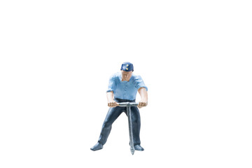 Miniature people worker construction concept on isolate white background with clipping path