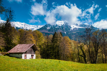 Old Swiss Barn in Ballenberg Open air Museum, Brienz, Switzerland