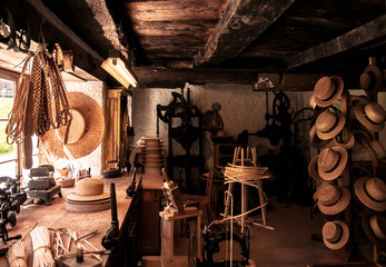 Old Swiss Hat shop display in Ballenberg Open air Museum, Brienz, Switzerland