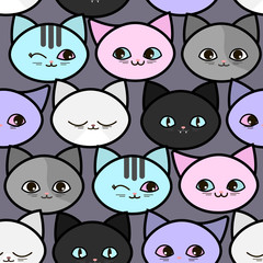 Seamless pattern with funny cats