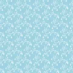 Floral seamless pattern. Blue and white background