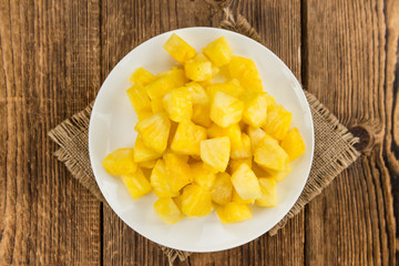 Sliced Pineapple close-up shot, selective focus