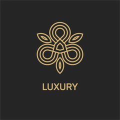 Vintage luxury emblem and logo. Abstract fashion ethnic print. Calligraphic flourishes. Black and gold vector ornament. Business sign