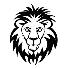 Lion head logo. Vector illustration of animal, isolated on white background.