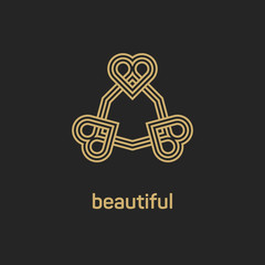 Vintage luxury emblem and logo. Abstract fashion ethnic print. Calligraphic flourishes. Black and gold vector ornament. Business sign