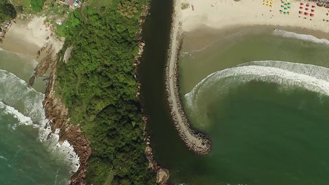 Aerial view Barra da Lagoa Beach in Florianopolis, Brazil. July, 2017.