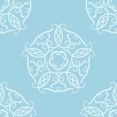 Vintage blue ornament. Floral seamless pattern