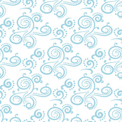 Vintage blue ornament. Floral seamless pattern