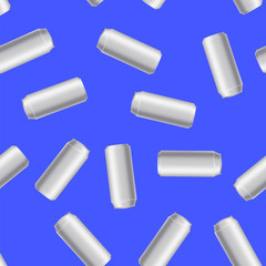 Silver Drink Can Seamless Pattern