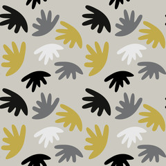 Modern abstract floral shapes pattern. Vector seamless background with hand drawn big abstract flowers.