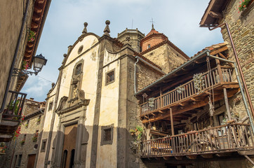 Rupit, medieval spanish village. Picturesque street view of an old Catalan village. Catalonia, Spain
