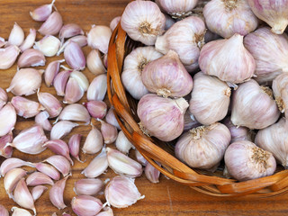 Garlics in basket