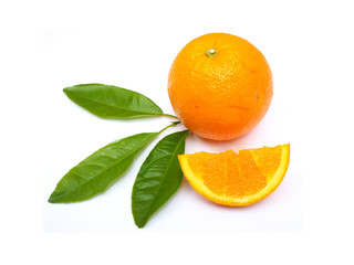 Fresh orange on white background
