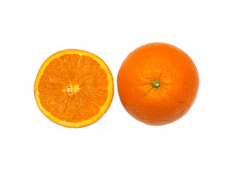 Orange with orange sliced on white background