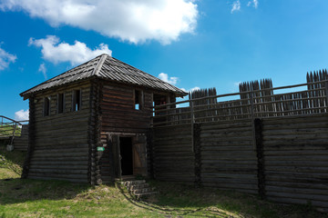 Fototapeta na wymiar Old fortified settlement at the birów limestone mountain in Poland.