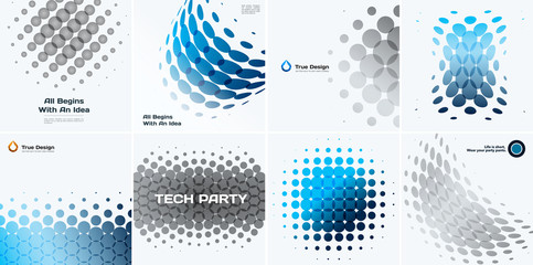 Set of Abstract vector blue design rounds