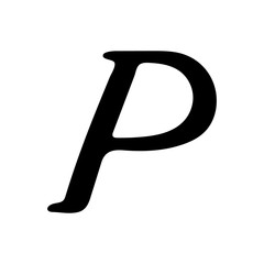 Capital letter P painted by brush isolated on white background