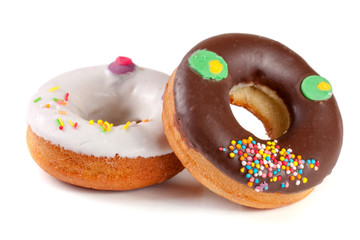 two glazed donut isolated on white background