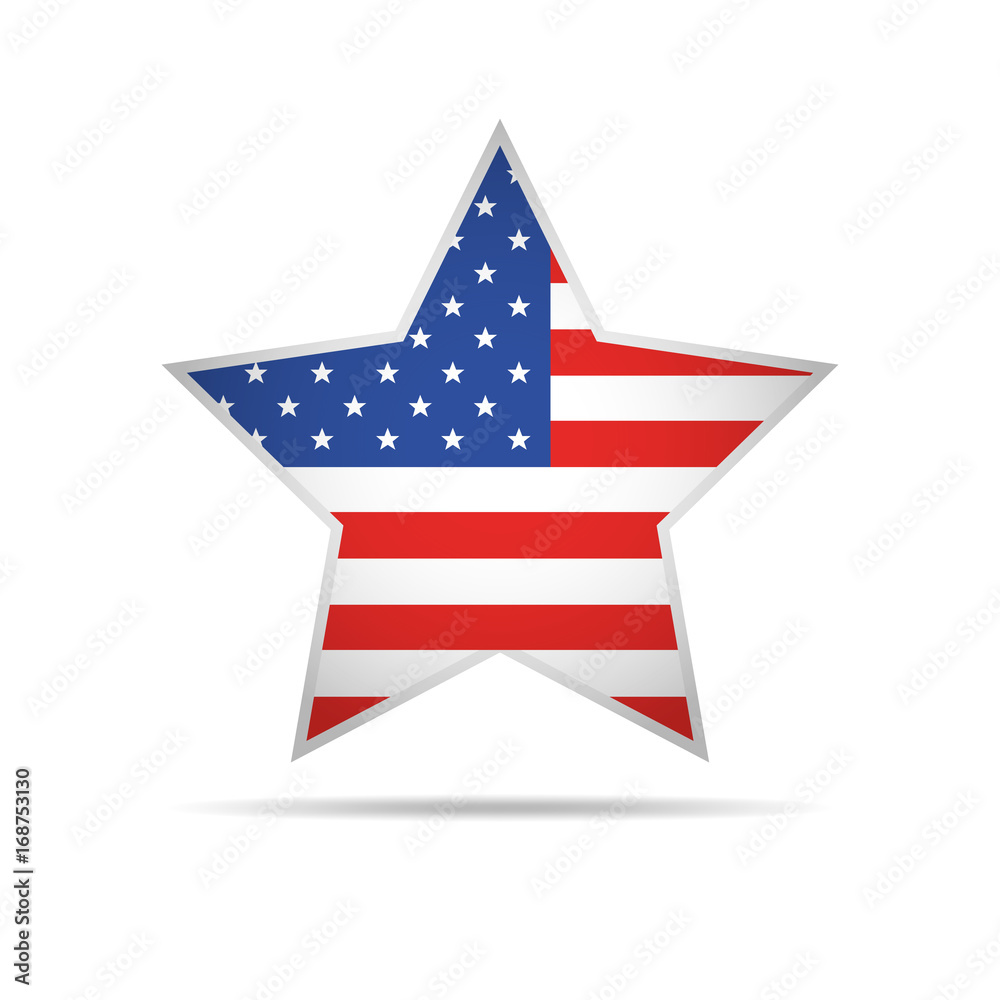 Wall mural Star with USA flag. Vector Illustration.