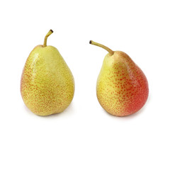 red and yellow pears on a white isolated background