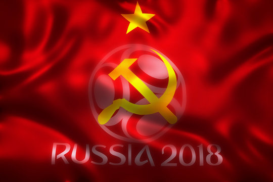 3D Rendering of Flag for World Football 2018 Wallpaper - World Soccer Tournament in Russia
