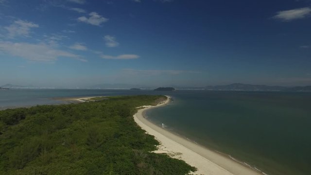 Aerial view Daniela Beach in Florianopolis, Brazil. July, 2017.