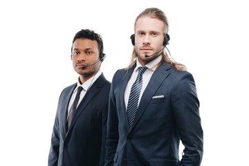 multiethnic operators with headsets