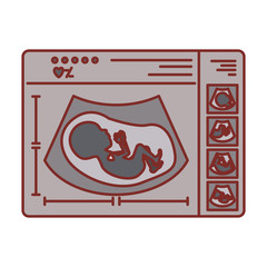color silhouette with thick contour of monitoring ultrasound of baby in device