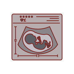 color silhouette with thick contour of ultrasound of baby