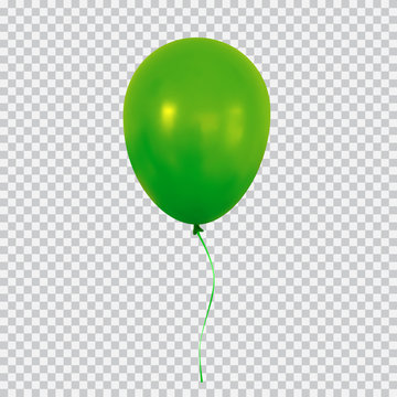 Green helium balloon isolated on transparent background.