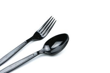 black spoon and black fork