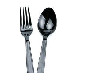 black spoon and black fork