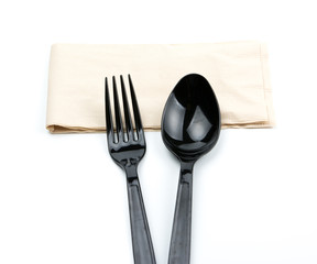 black spoon and black fork