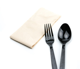 black spoon and black fork