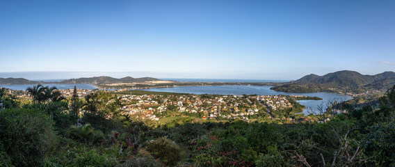 Naklejka premium Panoramic aerial view of Lagoa da Conceicao - Florianopolis, Santa Catarina, Brazil