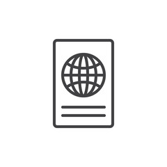 International passport line icon, outline vector sign, linear style pictogram isolated on white. Symbol, logo illustration. Editable stroke. Pixel perfect vector graphics