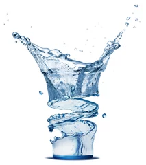 Abwaschbare Fototapete Wasser Spritzwasser im Glas isoliert auf weißem Hintergrund