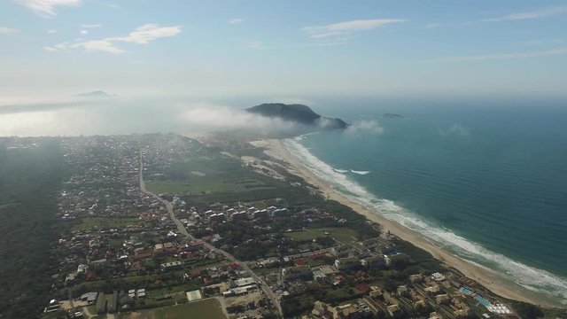 Aerial view Costao do santinho Beach in Florianopolis, Brazil. July, 2017.
