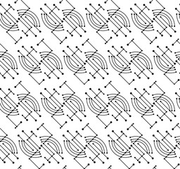 Chaotic abstract pattern with links between circles.