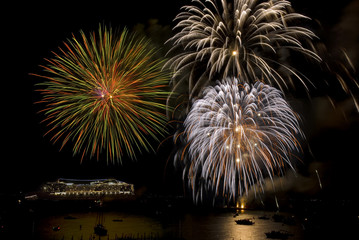 Sorrento, Italy; fireworks at sea.