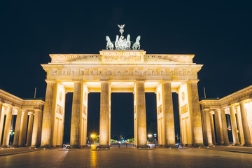 beautiful brandenburger tor at night with quadriga on the top